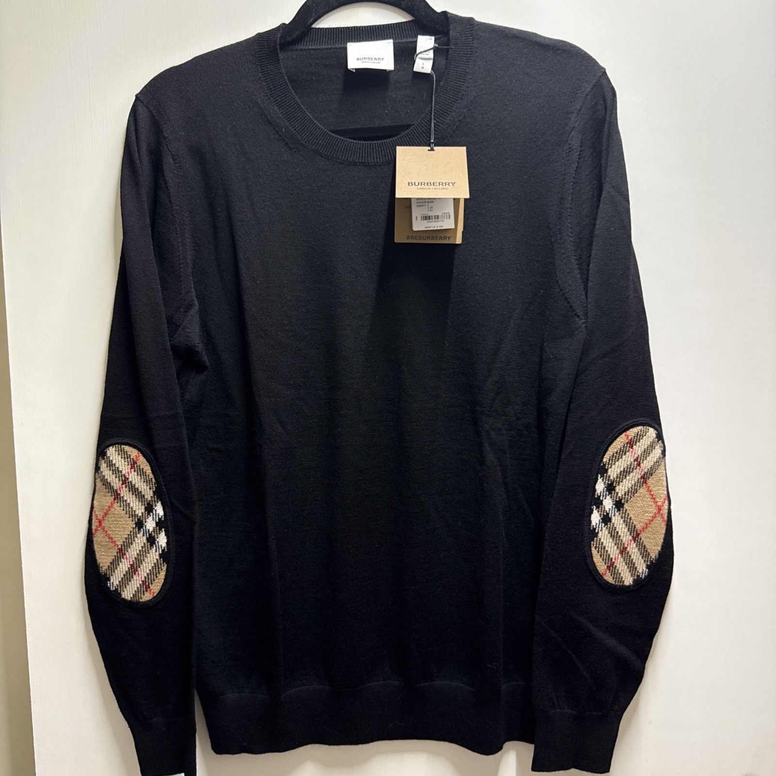 Burberry Bempton Wool Sweater Black Women Size Large New With Tag $830
